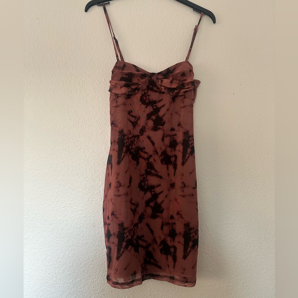 New ASOS DESIGN mesh cami cup detail mini dress in tie-dye print - Picture 5 of 6